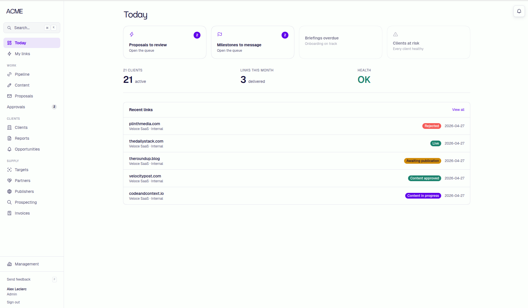 Roalink pipeline management system